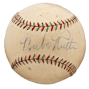 Circa 1930 Babe Ruth Single-Signed Baseball 